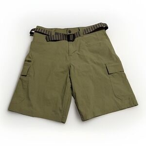 Orvis Tech Cargo Shorts Men's 32 Olive Green Nylon Stretch Belted‎ Hiking